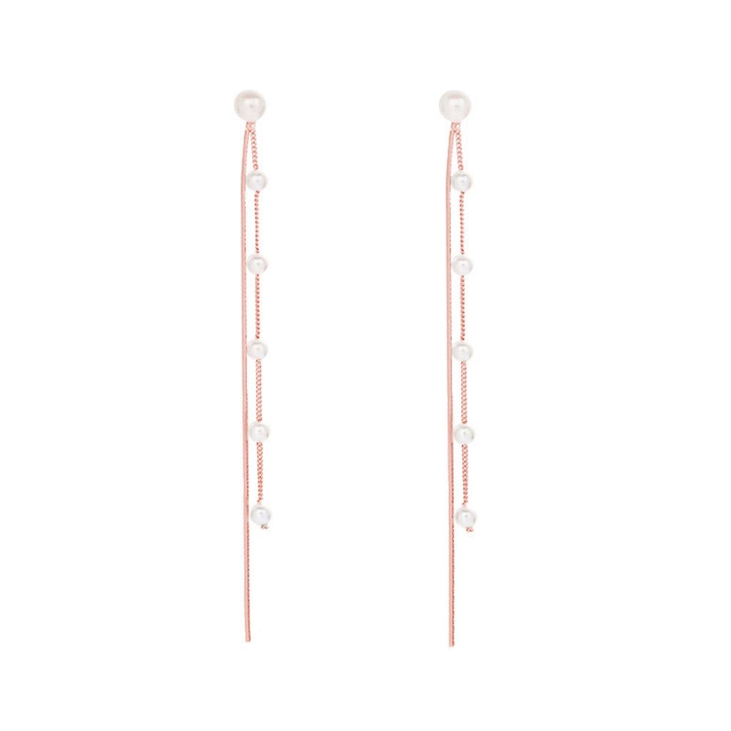 SLUYNZ 925 Sterling Silver Pearl Dangle Earrings for Women Long Earrings Drop Bridal Earrings Wedding