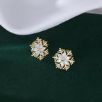 SLUYNZ 925 Sterling Silver CZ Snowflake Earrings Studs for Women Teen Girls Shiny Snowflake Studs Earrings