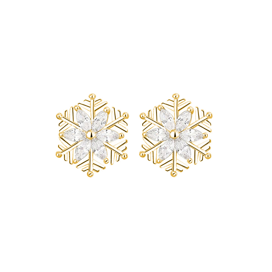 SLUYNZ 925 Sterling Silver CZ Snowflake Earrings Studs for Women Teen Girls Shiny Snowflake Studs Earrings
