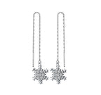 SLUYNZ Sterling Silver Christmas Snowflake Dangle Earrings Chain for Women Teens Snowflake Drop Earrings Threader Winter Earrings