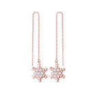 SLUYNZ Sterling Silver Christmas Snowflake Dangle Earrings Chain for Women Teens Snowflake Drop Earrings Threader Winter Earrings