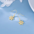 SLUYNZ 925 Sterling Silver Snowflake Earrings Drop for Women Teen Girls Small Snowflake Dangle Earrings