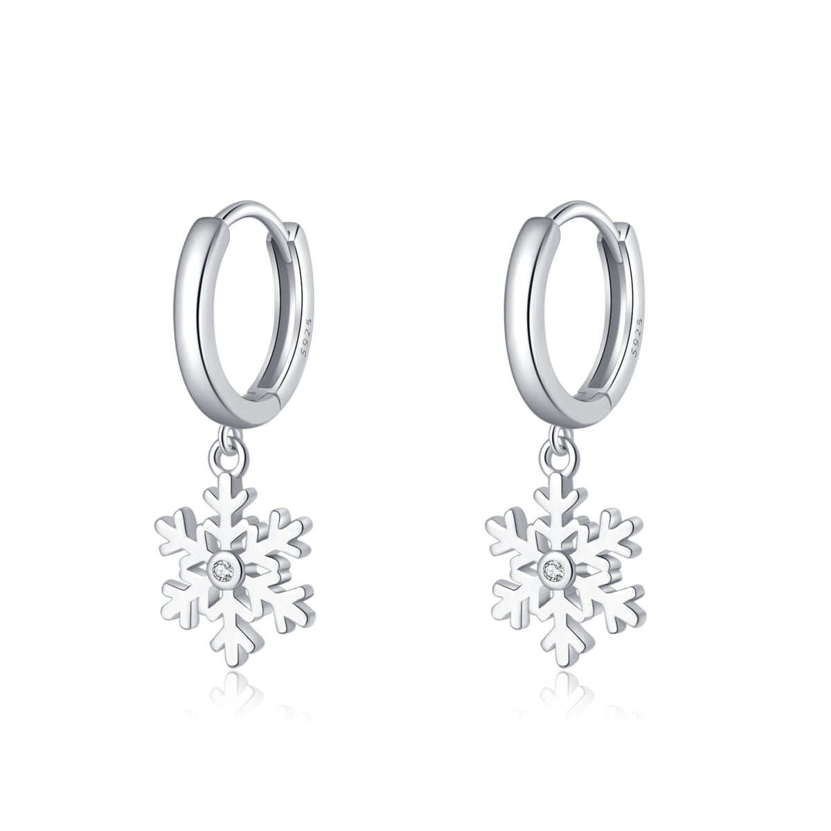 SLUYNZ Sterling Silver Snowflake Hoop Earrings for Women Teen Christmas Snowflake Hoop Earrings Drop