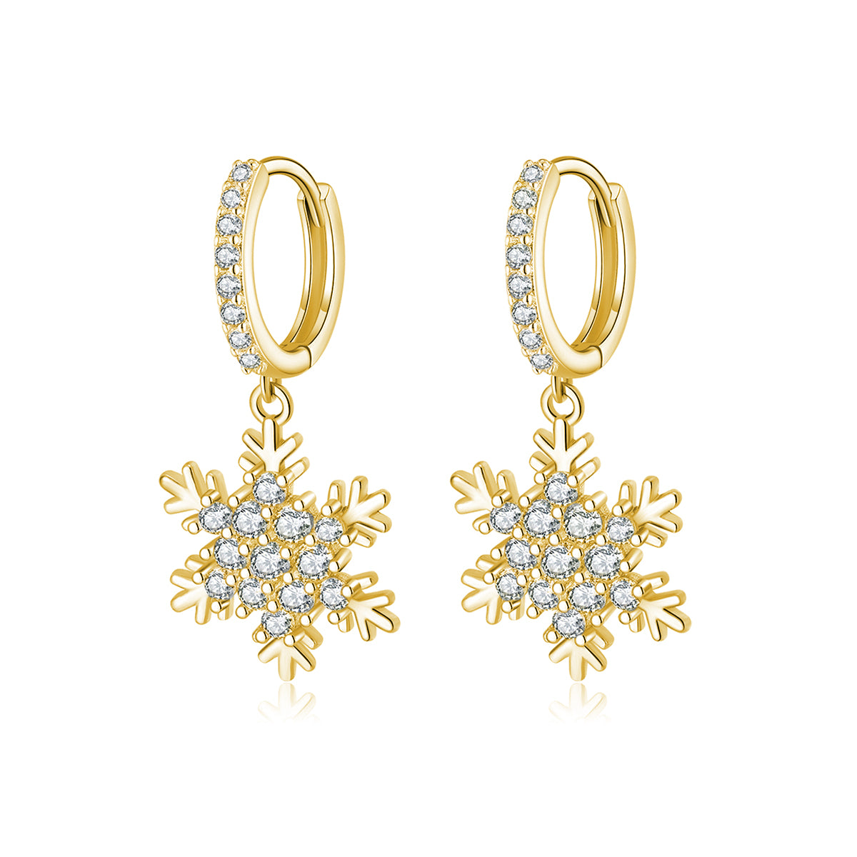 SLUYNZ Solid 925 Sterling Silver Sparkling CZ Snowflake Hoop Earrings for Women Teen Snowflake Hoop Earrings Huggie Earrings Drop Christmas Gifts