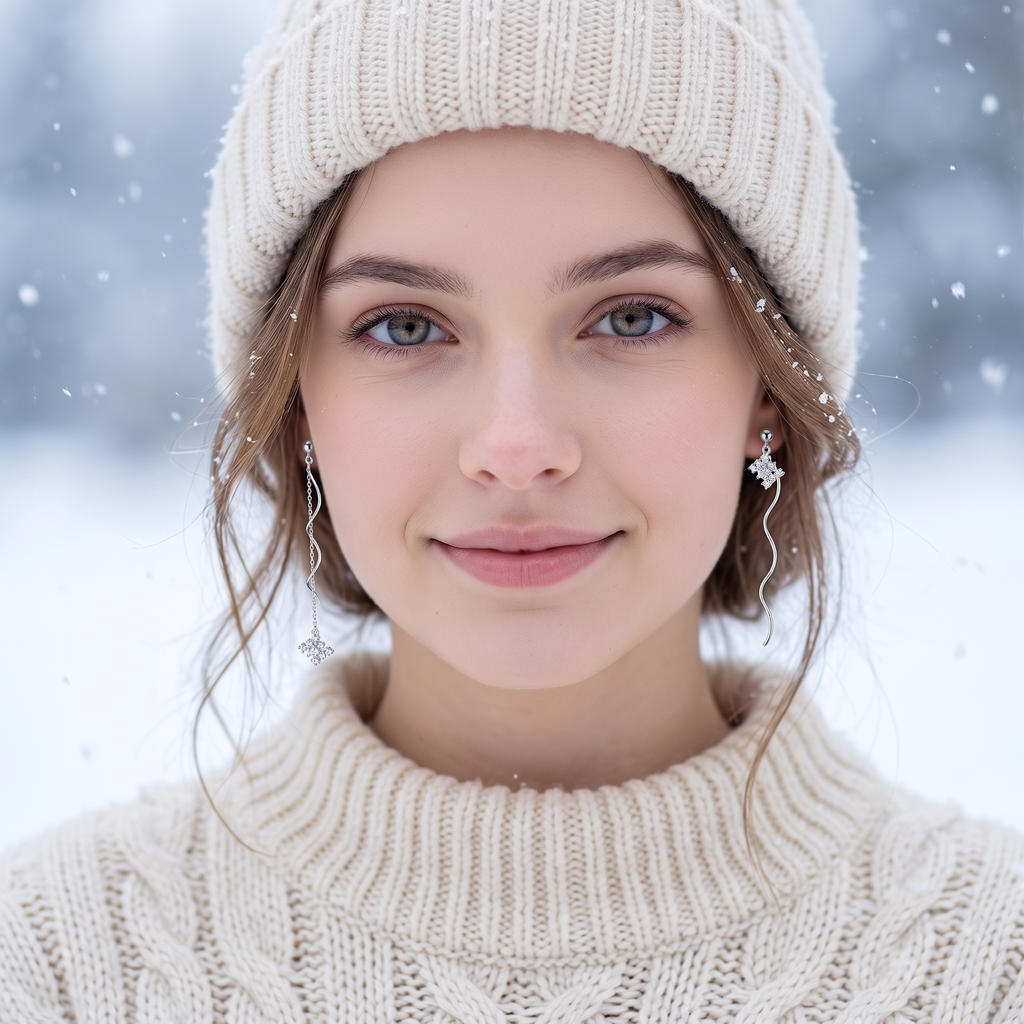 SLUYNZ 925 Sterling Silver Snowflake Dangle Earrings Chain for Women Teen Girls Snowflake Earrings Drop Earrings