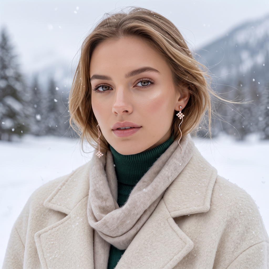 SLUYNZ 925 Sterling Silver Snowflake Dangle Earrings Chain for Women Teen Girls Snowflake Earrings Drop Earrings