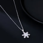 SLUYNZ 925 Sterling Silver Sparkling CZ Snowflake Necklace Pendant for Women Teens Girls Winter Snowflake Chain Necklace Choker Christmas Gifts