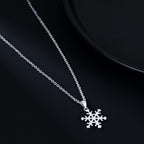 SLUYNZ 925 Sterling Silver Snowflake Necklace Pendant for Women Teens Winter Snowflake Chain Necklace Choker Christmas Gifts