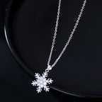 SLUYNZ 925 Sterling Silver Sparkling CZ Snowflake Necklace Pendant for Women Teens Girls Winter Snowflake Chain Necklace Choker Christmas Gifts