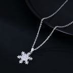 SLUYNZ 925 Sterling Silver Sparkling CZ Snowflake Necklace Pendant for Women Teens Girls Winter Snowflake Chain Necklace Choker Christmas Gifts