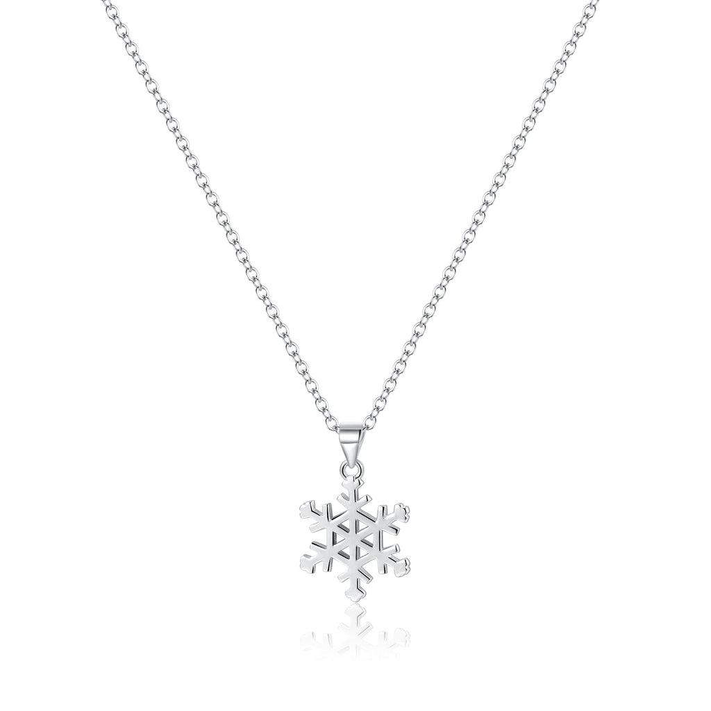 SLUYNZ 925 Sterling Silver Snowflake Necklace Pendant for Women Teens Winter Snowflake Chain Necklace Choker Christmas Gifts