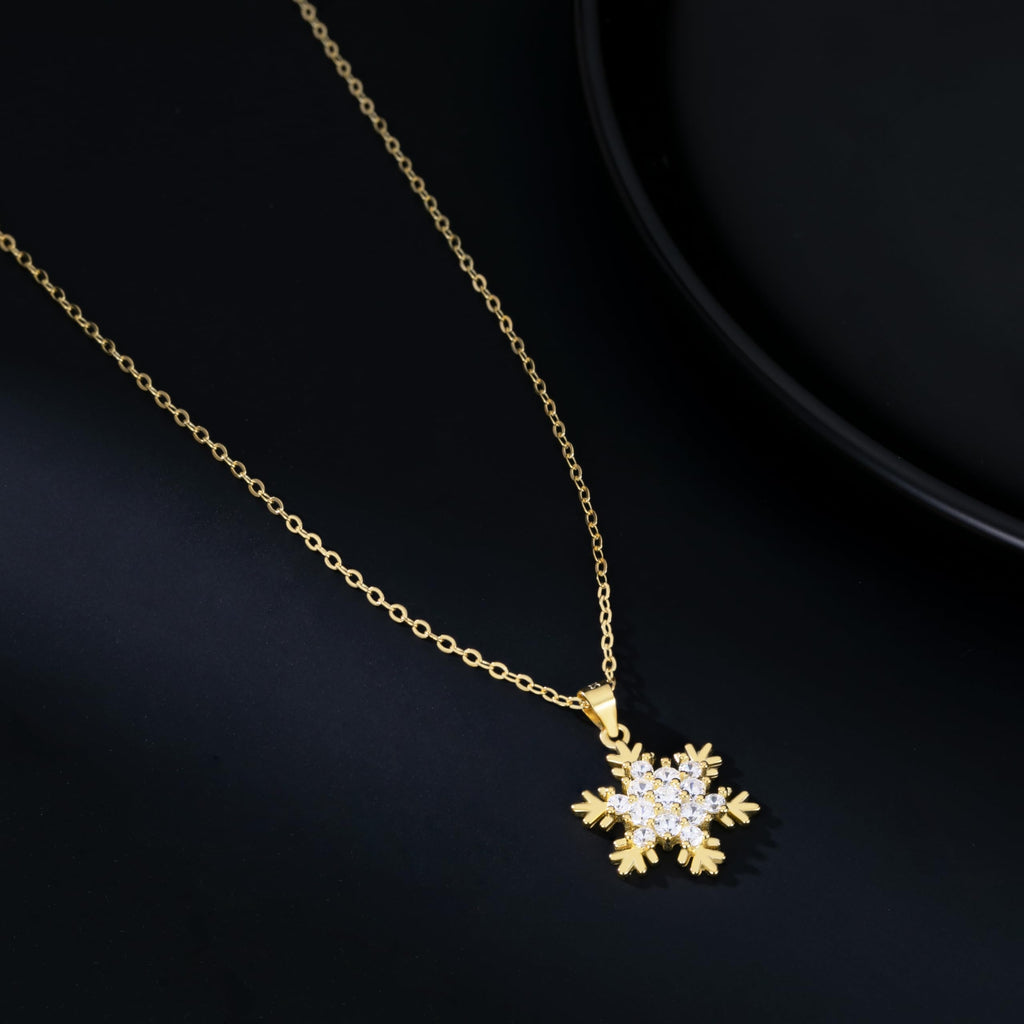 SLUYNZ 925 Sterling Silver Sparkling CZ Snowflake Necklace Pendant for Women Teens Girls Winter Snowflake Chain Necklace Choker Christmas Gifts