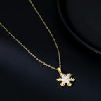SLUYNZ 925 Sterling Silver Sparkling CZ Snowflake Necklace Pendant for Women Teens Girls Winter Snowflake Chain Necklace Choker Christmas Gifts