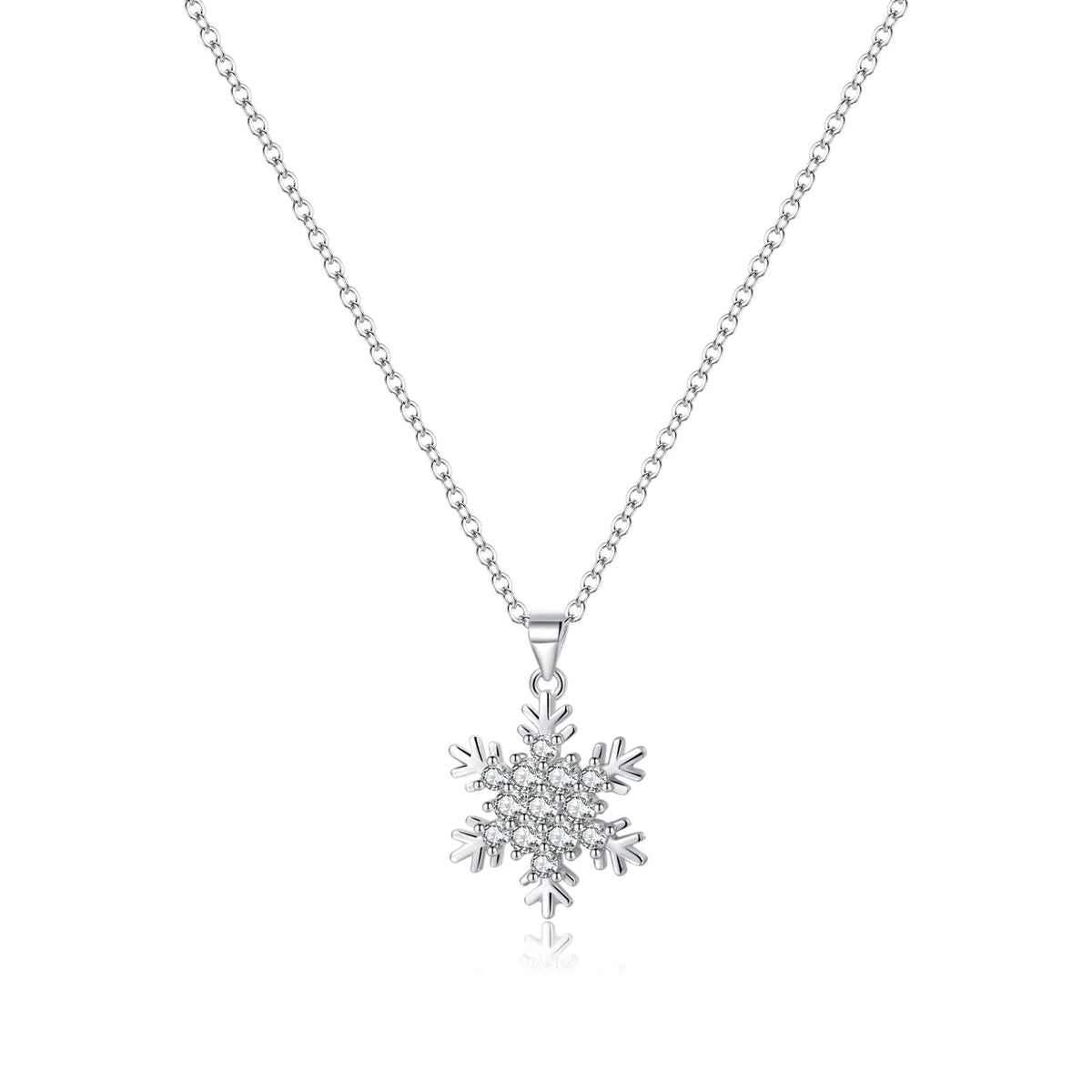 SLUYNZ 925 Sterling Silver Sparkling CZ Snowflake Necklace Pendant for Women Teens Girls Winter Snowflake Chain Necklace Choker Christmas Gifts