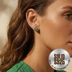 SLUYNZ Solid 925 Sterling Silver Green Clover Earrings Stud for Women Teens Love CZ Clover Stud Earrings for St. Patrick's Day