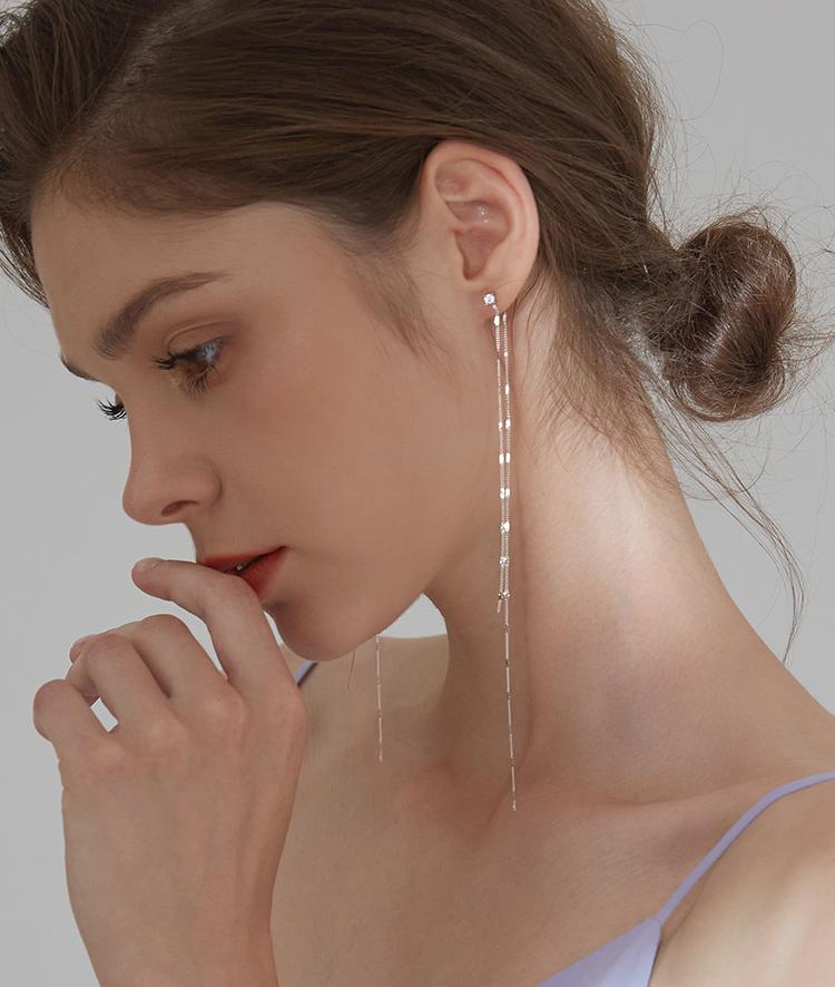SLUYNZ Solid 925 Sterling Silver 6.3inch Long Chain Earrings Dangle for Women Teens Wedding Dangle Earrings Chain Backs