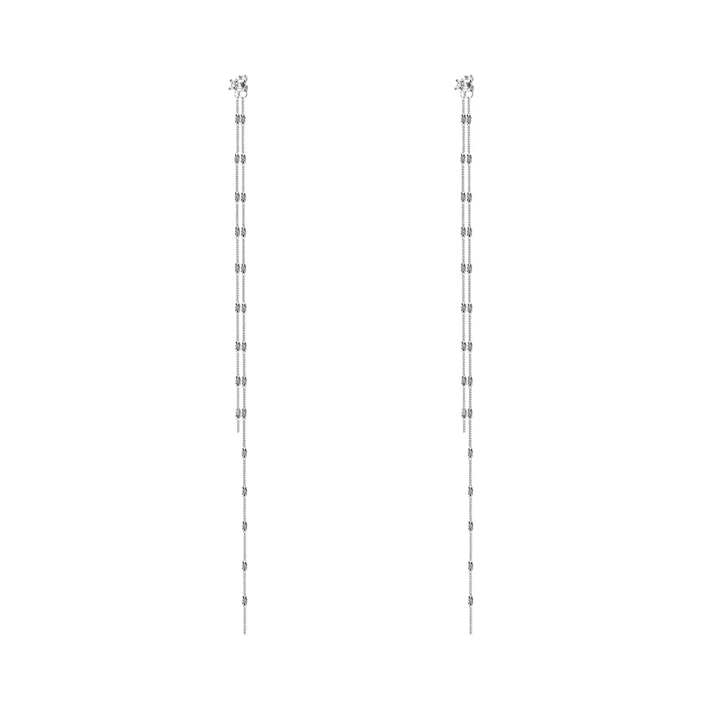 SLUYNZ Solid 925 Sterling Silver 6.3inch Long Chain Earrings Dangle for Women Teens Wedding Dangle Earrings Chain Backs
