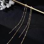 SLUYNZ Solid 925 Sterling Silver 6.3inch Long Chain Earrings Dangle for Women Teens Wedding Dangle Earrings Chain Backs