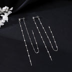 SLUYNZ Solid 925 Sterling Silver 6.3inch Long Chain Earrings Dangle for Women Teens Wedding Dangle Earrings Chain Backs