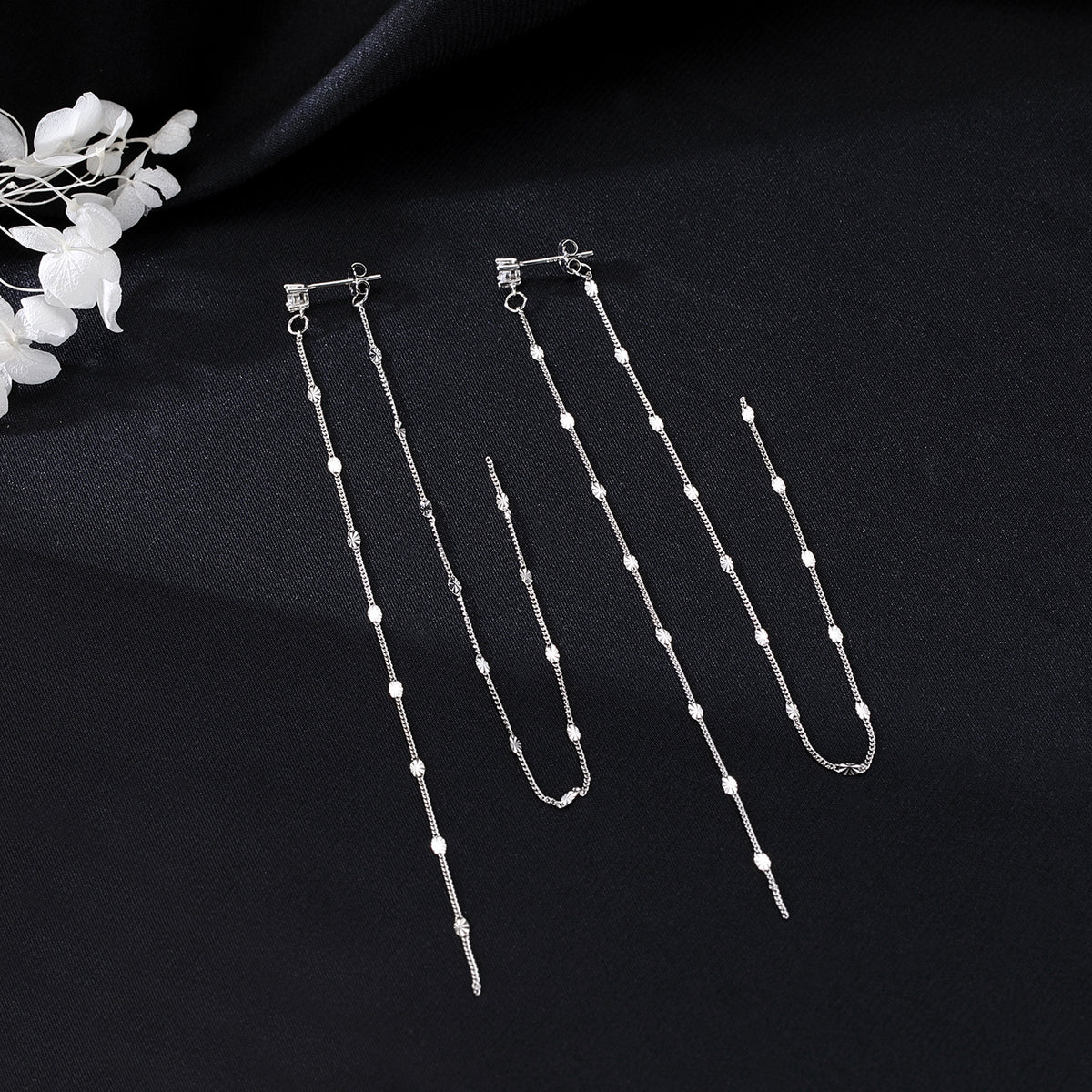 SLUYNZ Solid 925 Sterling Silver 6.3inch Long Chain Earrings Dangle for Women Teens Wedding Dangle Earrings Chain Backs