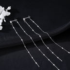 SLUYNZ Solid 925 Sterling Silver 6.3inch Long Chain Earrings Dangle for Women Teens Wedding Dangle Earrings Chain Backs