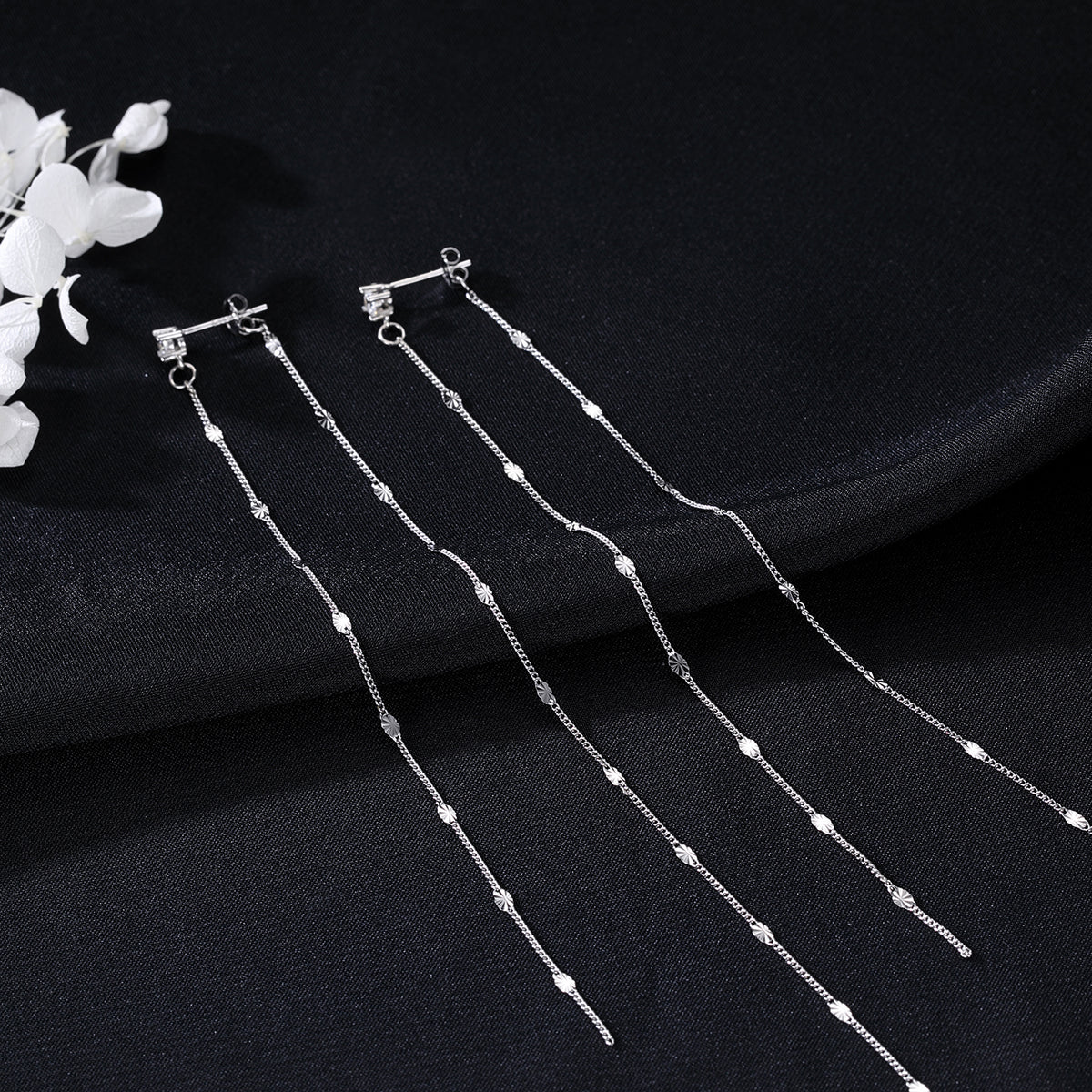 SLUYNZ Solid 925 Sterling Silver 6.3inch Long Chain Earrings Dangle for Women Teens Wedding Dangle Earrings Chain Backs