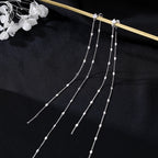 SLUYNZ Solid 925 Sterling Silver 6.3inch Long Chain Earrings Dangle for Women Teens Wedding Dangle Earrings Chain Backs