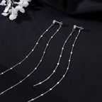 SLUYNZ Solid 925 Sterling Silver 6.3inch Long Chain Earrings Dangle for Women Teens Wedding Dangle Earrings Chain Backs