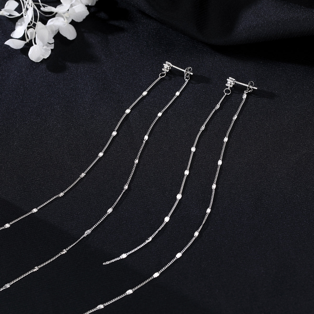 SLUYNZ Solid 925 Sterling Silver 6.3inch Long Chain Earrings Dangle for Women Teens Wedding Dangle Earrings Chain Backs