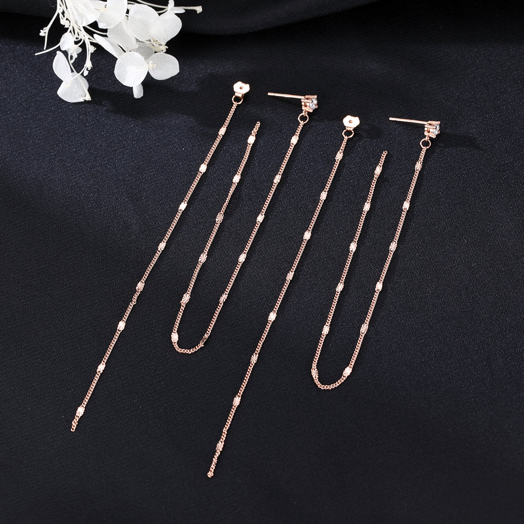 SLUYNZ Solid 925 Sterling Silver 6.3inch Long Chain Earrings Dangle for Women Teens Wedding Dangle Earrings Chain Backs