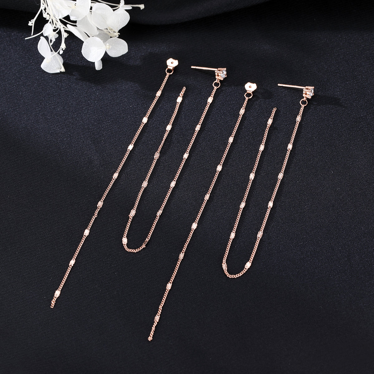 SLUYNZ Solid 925 Sterling Silver 6.3inch Long Chain Earrings Dangle for Women Teens Wedding Dangle Earrings Chain Backs