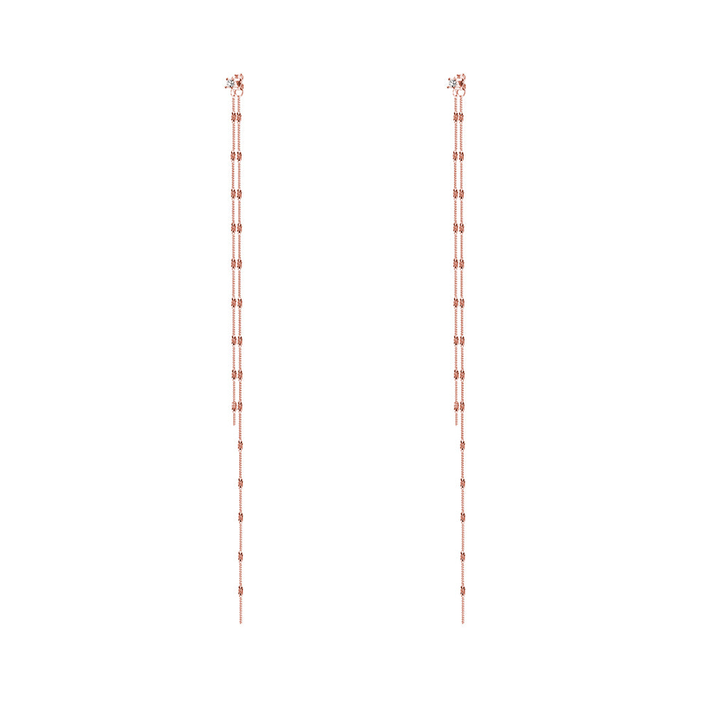 SLUYNZ Solid 925 Sterling Silver 6.3inch Long Chain Earrings Dangle for Women Teens Wedding Dangle Earrings Chain Backs