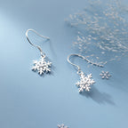 SLUYNZ 925 Sterling Silver Snowflake Earrings Drop for Women Teen Girls Small Snowflake Dangle Earrings
