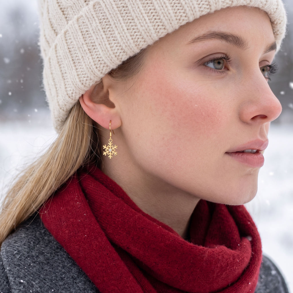 SLUYNZ 925 Sterling Silver Snowflake Earrings Drop for Women Teen Girls Small Snowflake Dangle Earrings