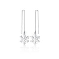 SLUYNZ 925 Sterling Silver Snowflake Dangle Earrings Chain for Women Teen Girls Snowflake Dangle Earrings Long Threader Earrings