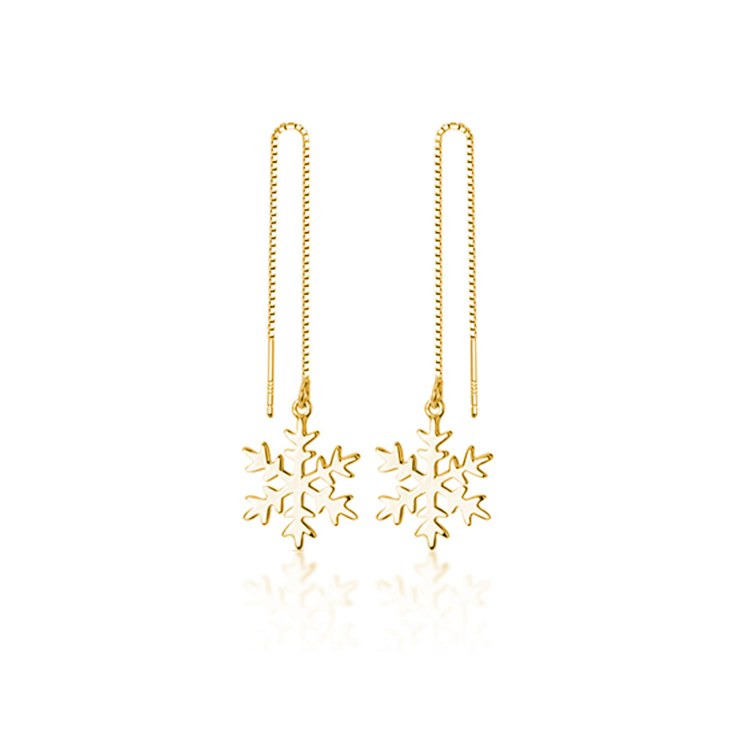 SLUYNZ 925 Sterling Silver Snowflake Dangle Earrings Chain for Women Teen Girls Snowflake Dangle Earrings Long Threader Earrings