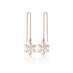 SLUYNZ 925 Sterling Silver Snowflake Dangle Earrings Chain for Women Teen Girls Snowflake Dangle Earrings Long Threader Earrings