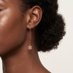 SLUYNZ 925 Sterling Silver Snowflake Dangle Earrings Chain for Women Teen Girls Snowflake Dangle Earrings Long Threader Earrings