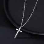 SLUYNZ Solid 925 Sterling Silver CZ Cross Choker Necklace for Women Teens Girls Cross Pendant Necklace