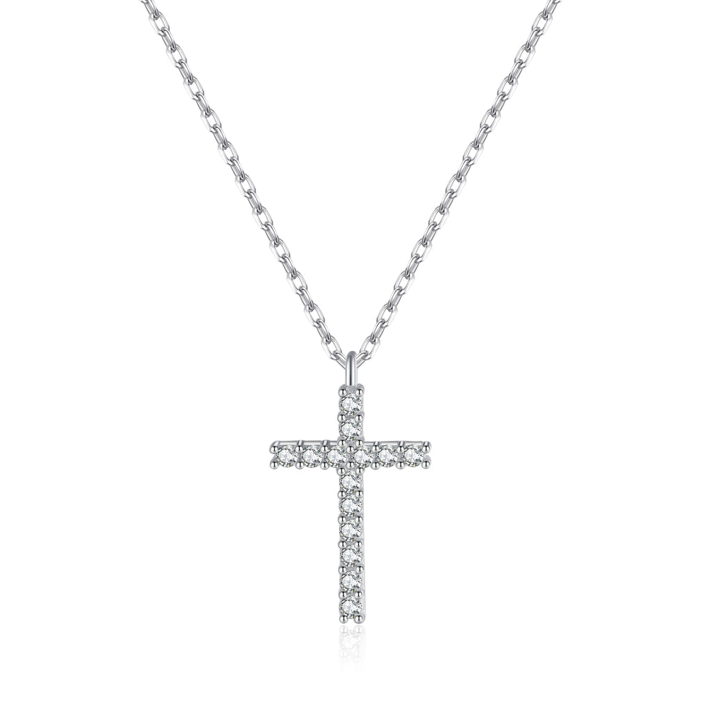 SLUYNZ Solid 925 Sterling Silver CZ Cross Choker Necklace for Women Teens Girls Cross Pendant Necklace