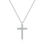SLUYNZ Solid 925 Sterling Silver CZ Cross Choker Necklace for Women Teens Girls Cross Pendant Necklace