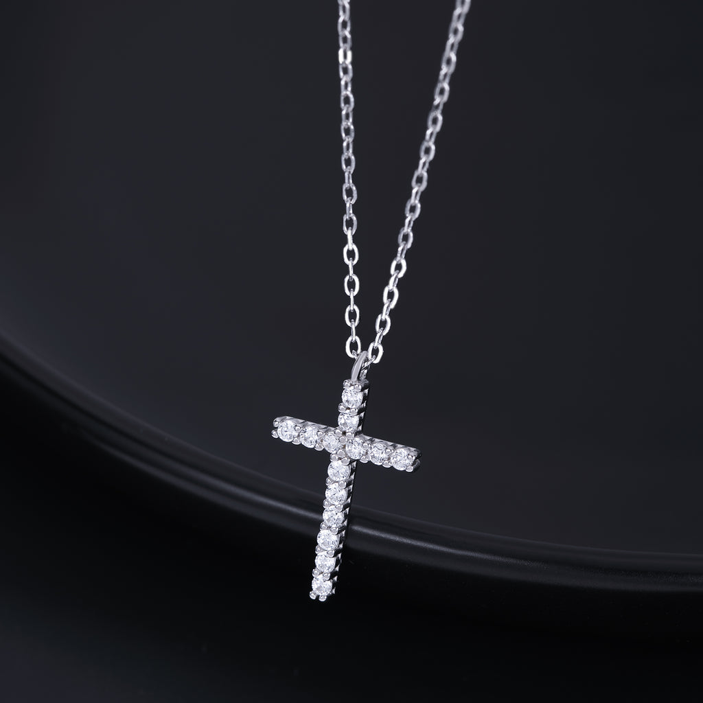 SLUYNZ Solid 925 Sterling Silver CZ Cross Choker Necklace for Women Teens Girls Cross Pendant Necklace