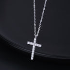 SLUYNZ Solid 925 Sterling Silver CZ Cross Choker Necklace for Women Teens Girls Cross Pendant Necklace
