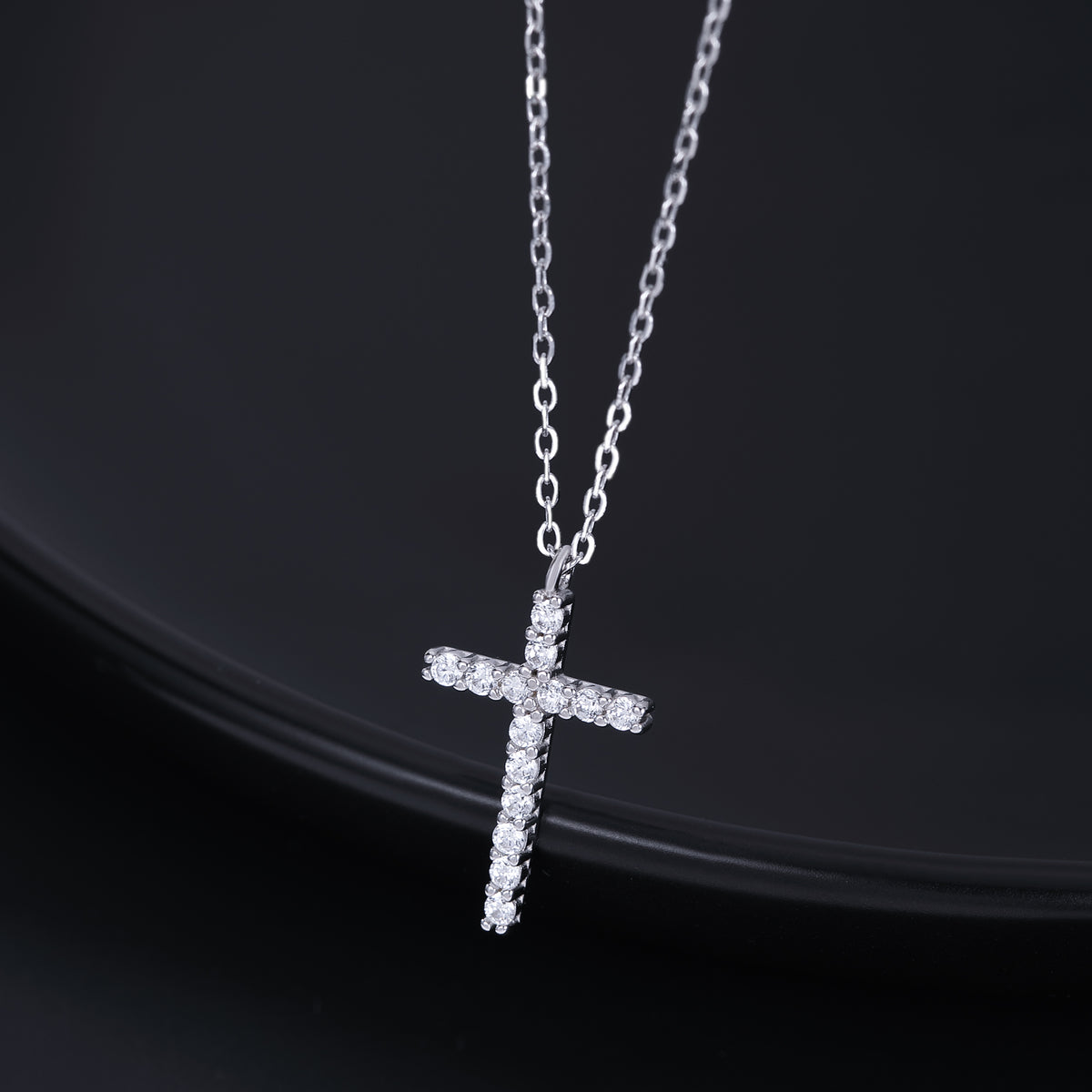 SLUYNZ Solid 925 Sterling Silver CZ Cross Choker Necklace for Women Teens Girls Cross Pendant Necklace