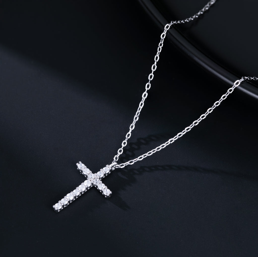 SLUYNZ Solid 925 Sterling Silver CZ Cross Choker Necklace for Women Teens Girls Cross Pendant Necklace