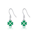 SLUYNZ 925 Sterling Silver Green Clover Earrings Drop for Women Teens Love Clover Dangle Earrings for Spring Summer