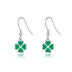 SLUYNZ 925 Sterling Silver Green Clover Earrings Drop for Women Teens Love Clover Dangle Earrings for Spring Summer
