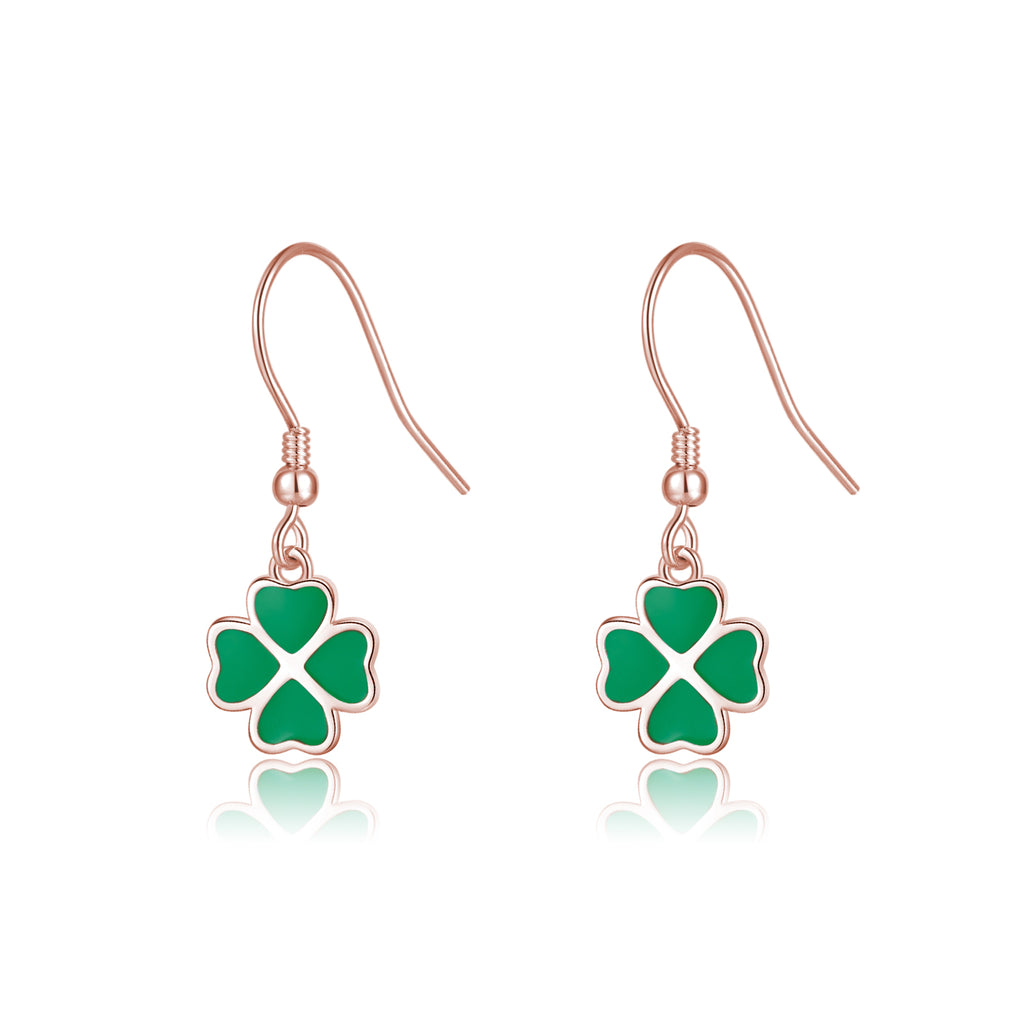 SLUYNZ 925 Sterling Silver Green Clover Earrings Drop for Women Teens Love Clover Dangle Earrings for Spring Summer