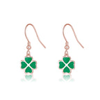 SLUYNZ 925 Sterling Silver Green Clover Earrings Drop for Women Teens Love Clover Dangle Earrings for Spring Summer