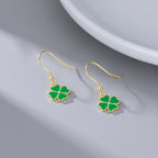 SLUYNZ 925 Sterling Silver Green Clover Earrings Drop for Women Teens Love Clover Dangle Earrings for Spring Summer